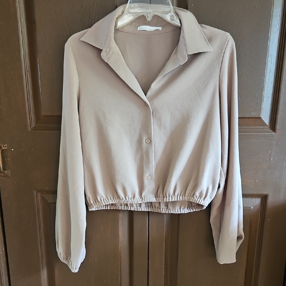 OAK + FORT Taupe Button Down Shirt